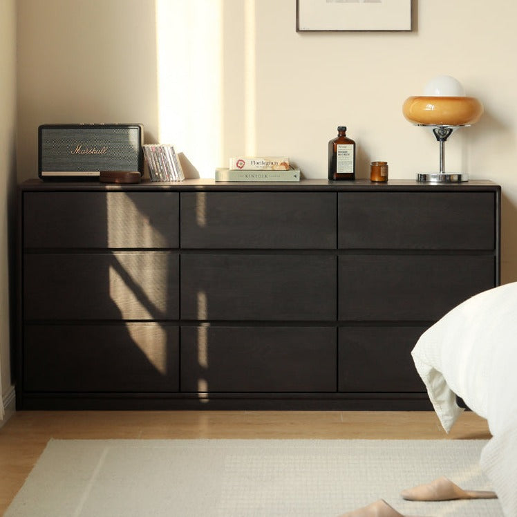 Oak Solid Wood Black Chest of Drawers
