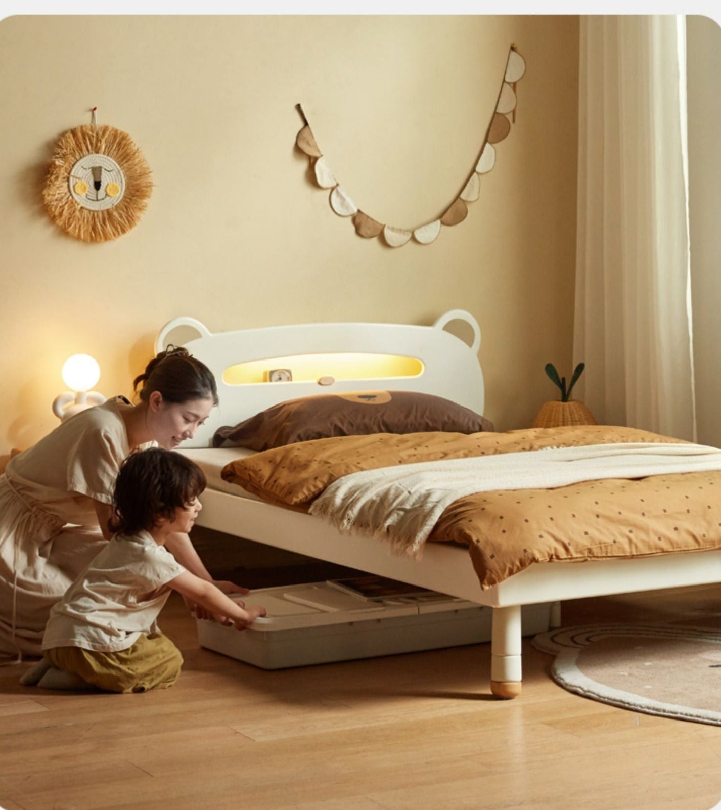 Poplar solid wood Little White Bear kids Bed<