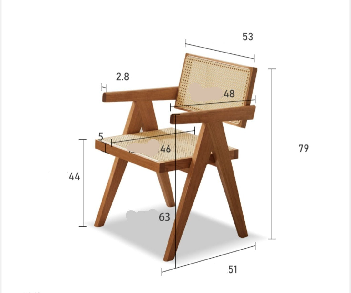 Ash, Oak, Cherry, Black Walnut, Beech Solid Wood Retro Rattan Chair