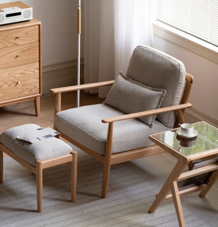 Oak Solid Wood Fabric or Leather Armchair