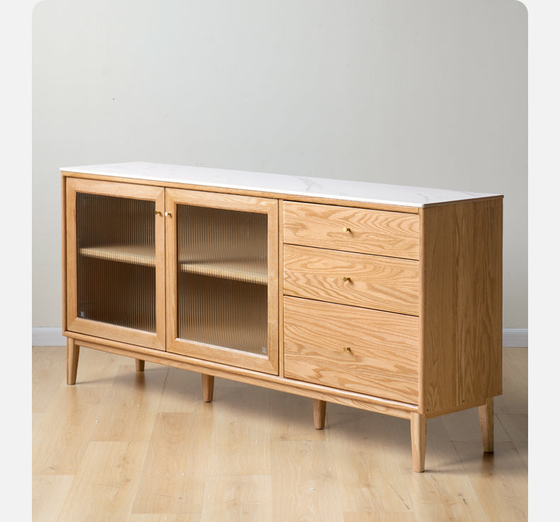 Oak Solid Wood Rock Board Modern Dining Sideboard