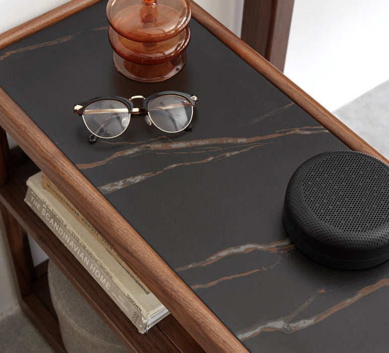 Black Walnut, Sandalwood With Slate Top Side Table