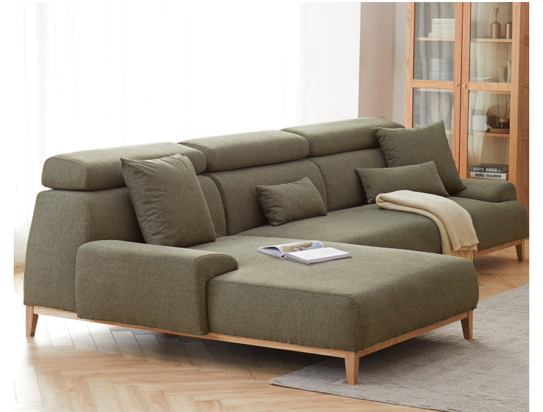 Fabric Modern Corner Sofa with High Back, Frame - Russian Larch