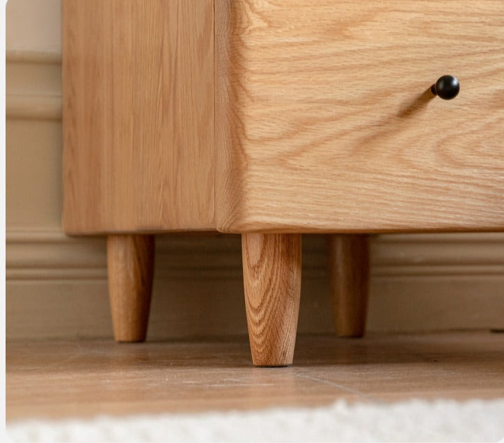 Oak, Ash Solid Wood, Solid Rubberwood Nightstand.