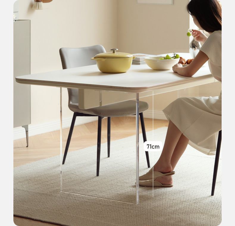 Solid Rubberwood Suspended Dining Table With Slate Top