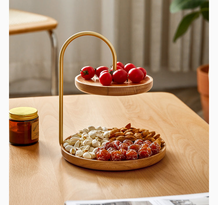 Beech, Ebony Solid Wood Double-Layer Tray