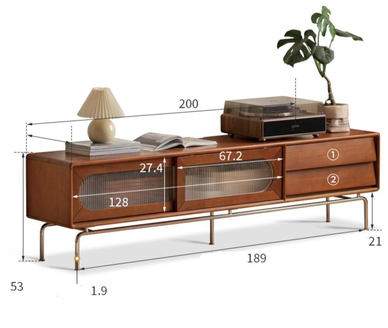 Oak, Poplar Solid Wood Light French TV Cabinet Sliding Door: