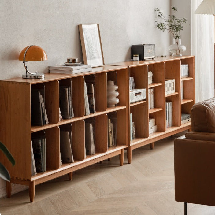 Cherry, Oak Solid Wood Bookshelf Lattice Cabinet