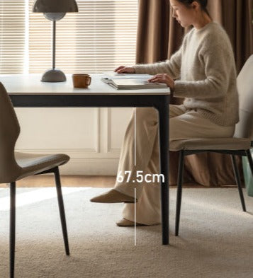 Oak Solid Wood, Solid RubberWood Dining Table Rock Slab Surface