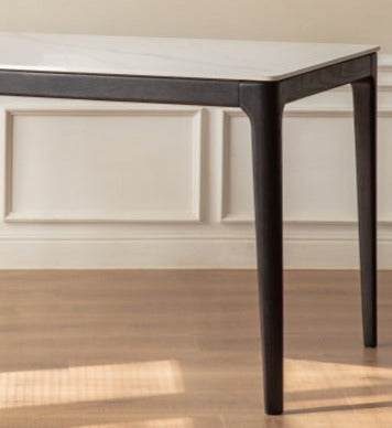 Oak Solid Wood, Solid RubberWood Dining Table Rock Slab Surface