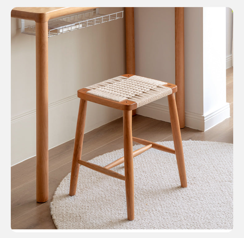 Cherry Solid Wood Rope Stool