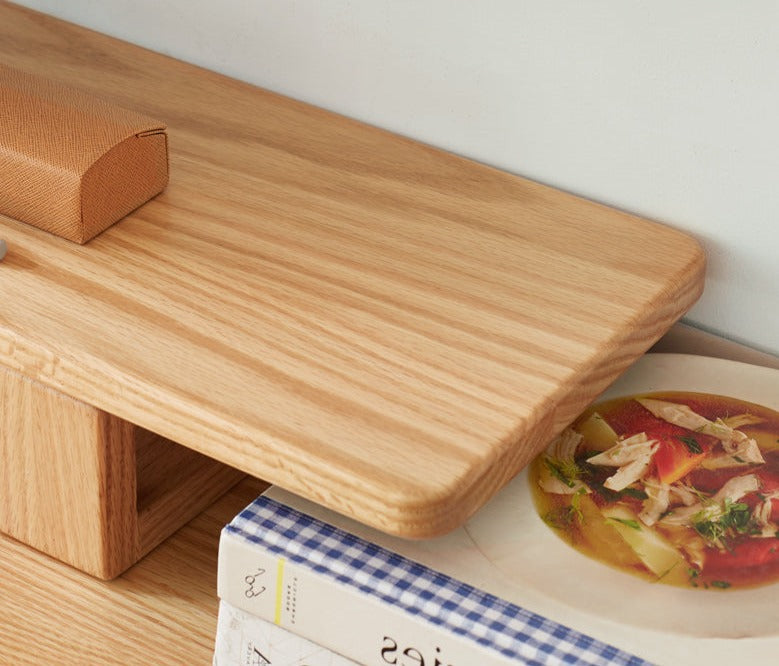Solid Rubberwood, Black Walnut, Oak Solid Wood Heightening Computer Stand, Table shelves