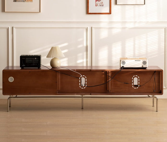 Oak, Poplar Solid Wood Light French TV Cabinet Sliding Door: