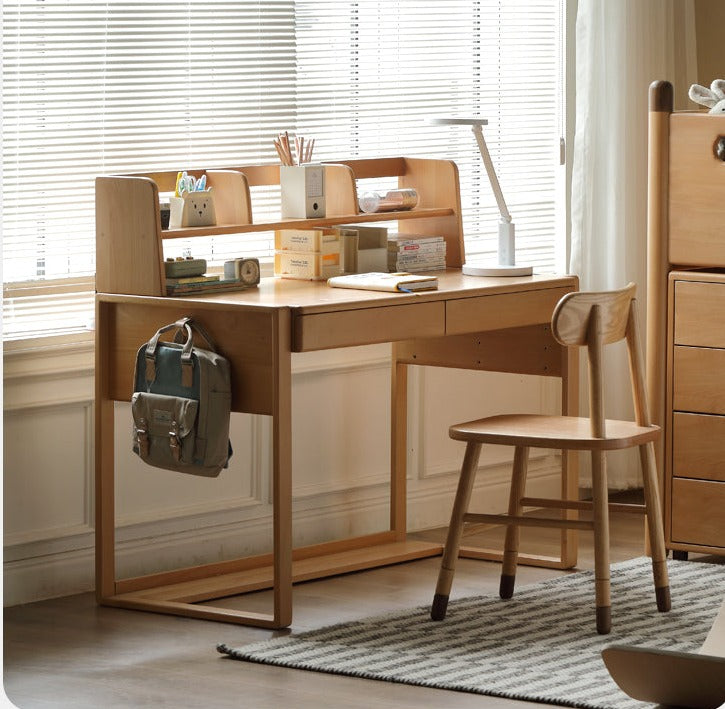 Beech Solid Wood Desk Can Be Lifted and Adjusted