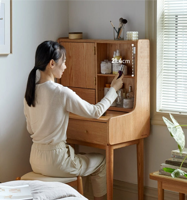 Oak Solid Wood, Solid Rubberwood Vanity Table, Makeup Table.