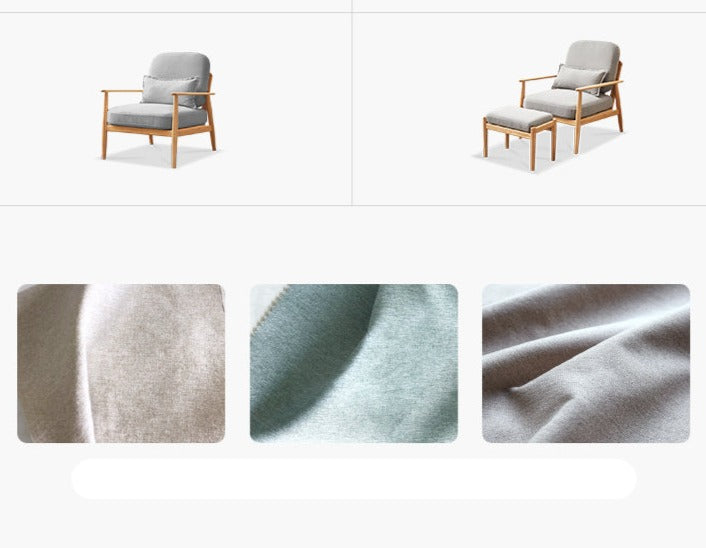Oak Solid Wood Fabric or Leather Armchair
