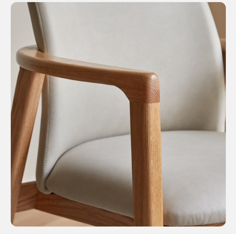 Ash, Oak Solid Wood Organic Leather Technology Cloth Chair