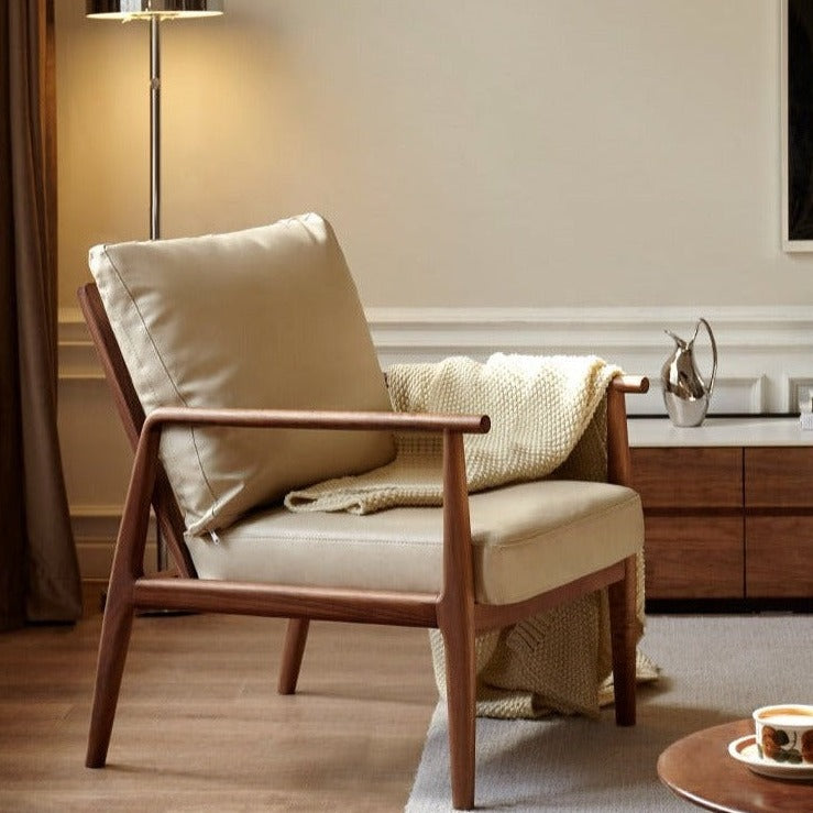 Black Walnut Solid Wood Leisure Armchair & Footstool )