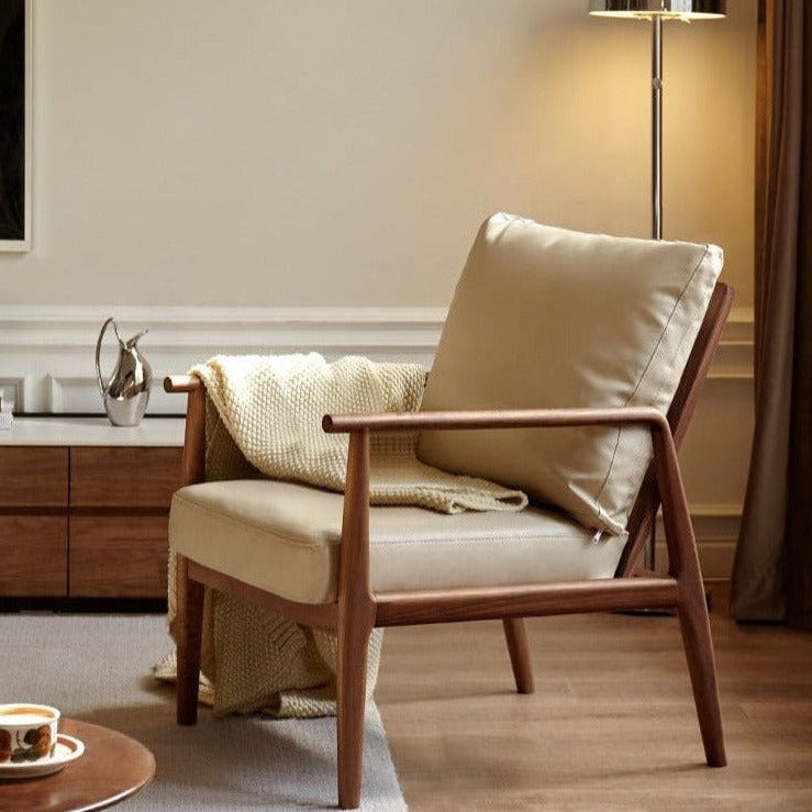Black Walnut, Cherry, Sandalwood, Oak Solid Wood Leisure Armchair