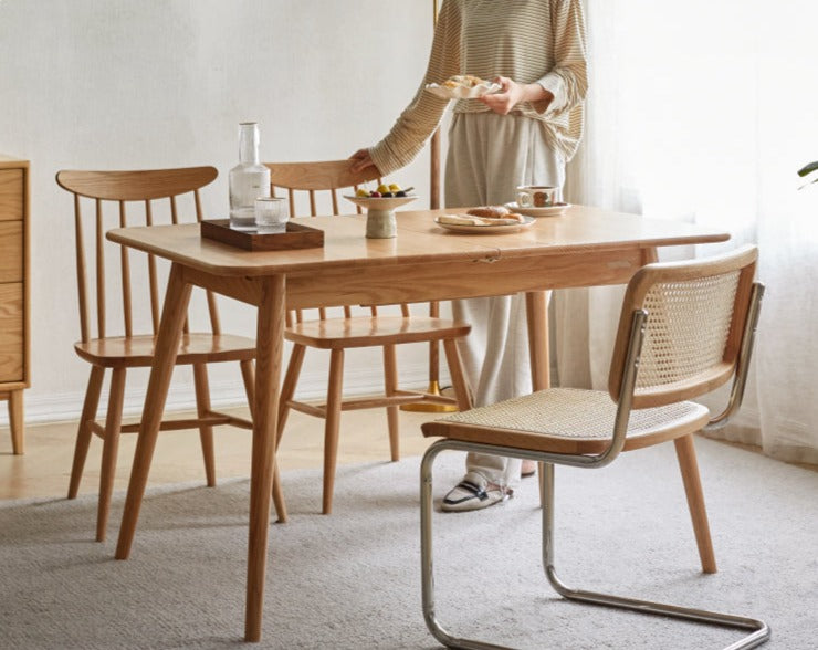 Oak Solid Wood Retractable Folding Dining Table
