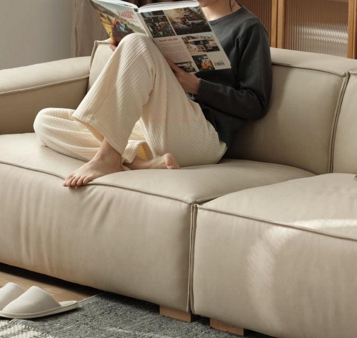 Luxury Сow Leather Sofa, Technical Fabric Sofa.