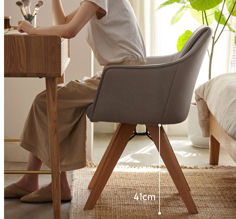Beech Solid Wood Rotating Chair Organic Leather