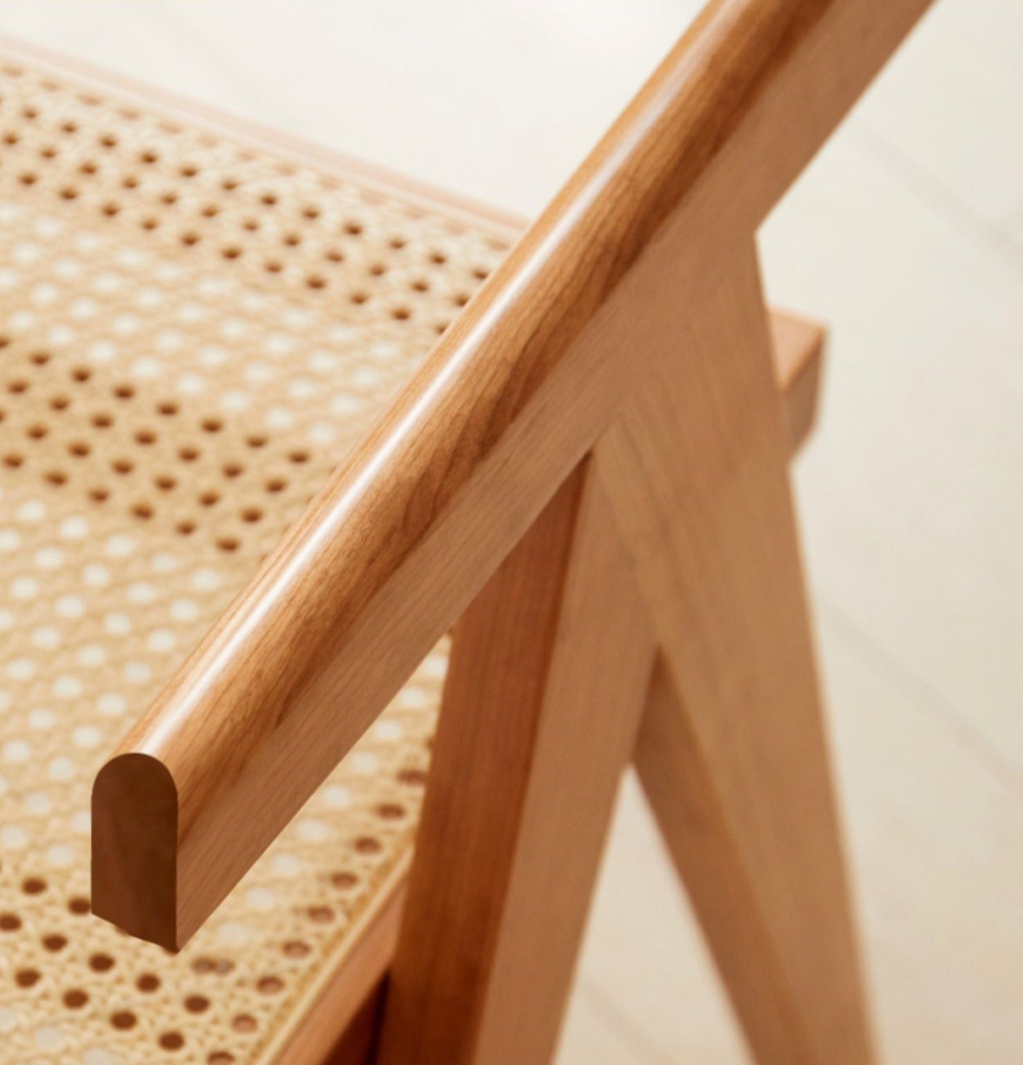 Ash, Oak, Cherry, Black Walnut, Beech Solid Wood Retro Rattan Chair