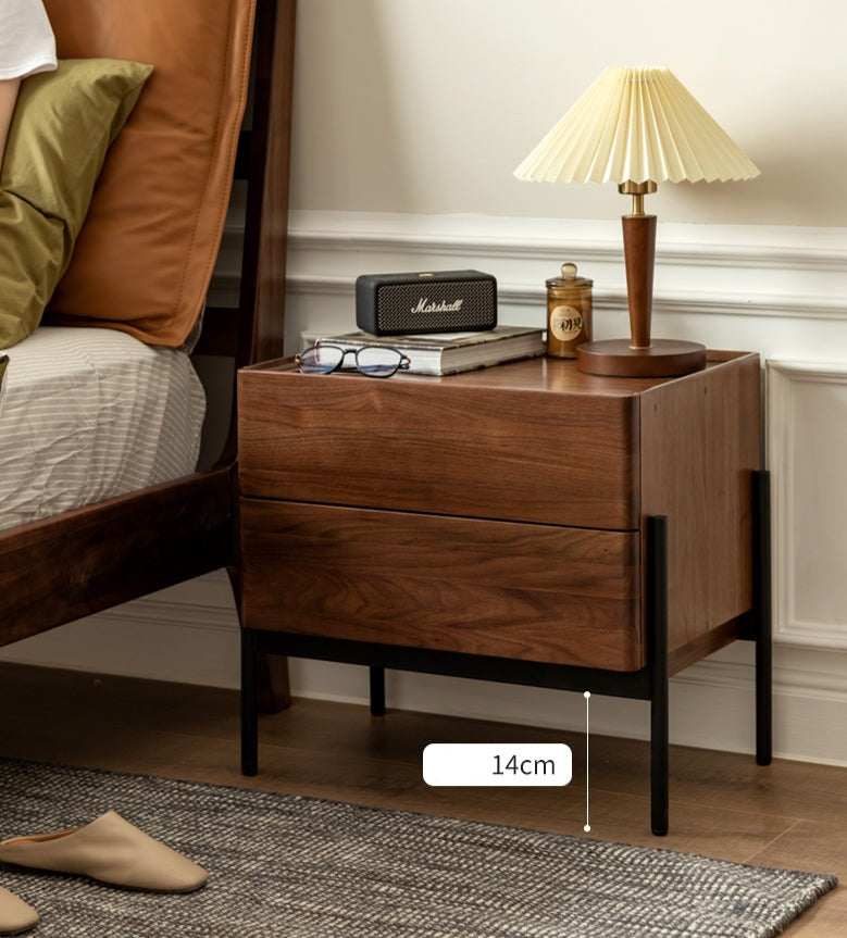 Black Walnut, Oak, South American Walnut Solid Wood Nightstand.