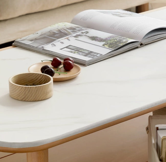 Oak, Beech Solid Wood Slate Coffee Table