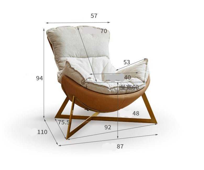 Leather Technology Cloth Lounge Eggshell Armchair