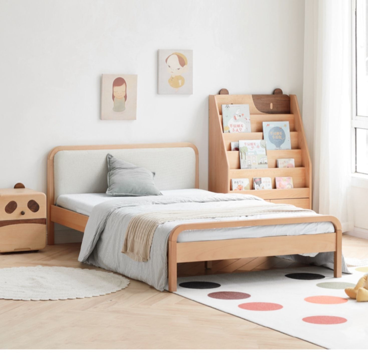 Beech Solid Wood Cartoon Nightstand