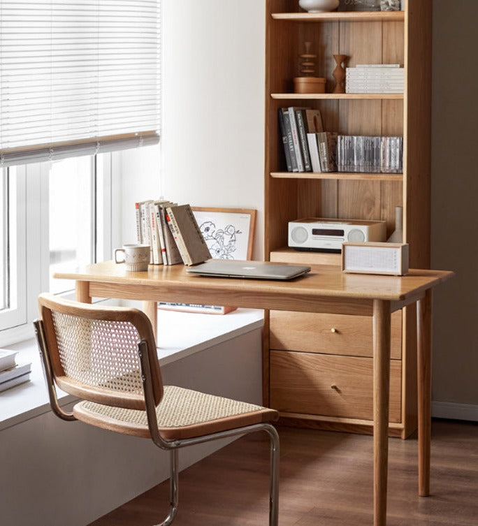 Oak Solid Wood Office Desk, Bay Window Desk