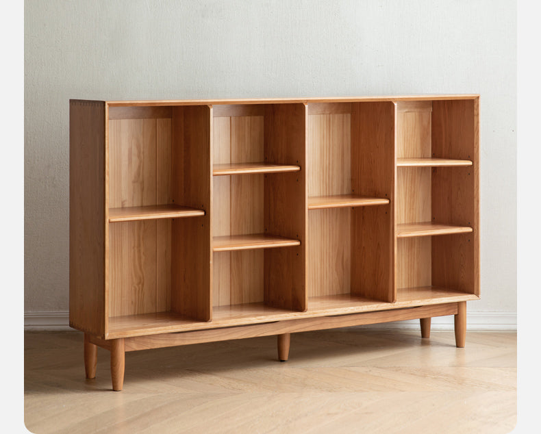 Cherry, Oak Solid Wood Bookshelf Lattice Cabinet