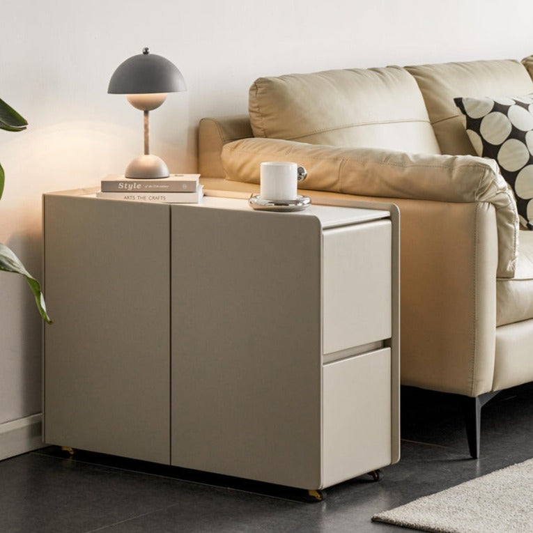 Poplar Solid Wood Side Table With Rock Slab Top