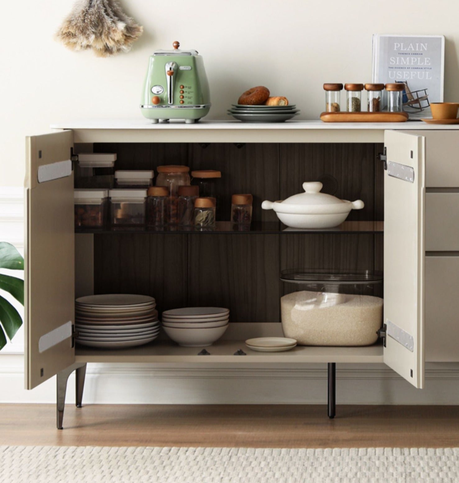 Poplar Solid Wood Sideboard Slate Top