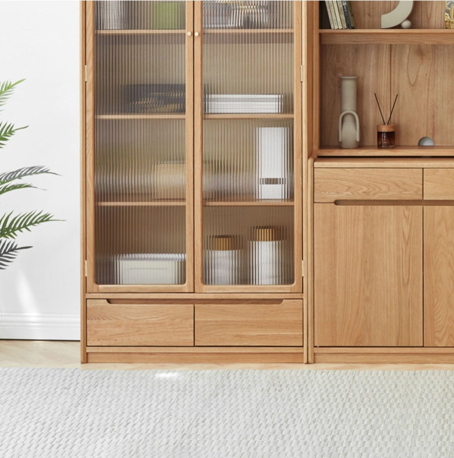 Oak Solid Wood Bookcase Free Combination Floor-to-ceiling Bookshelf
