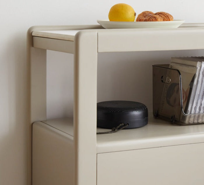 Poplar Solid Wood Side Table With Rock Slab Top