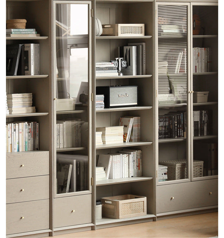 Oak Solid Wood Combination Bookcase Light Luxury, Floor-To-Ceiling Bookshelf