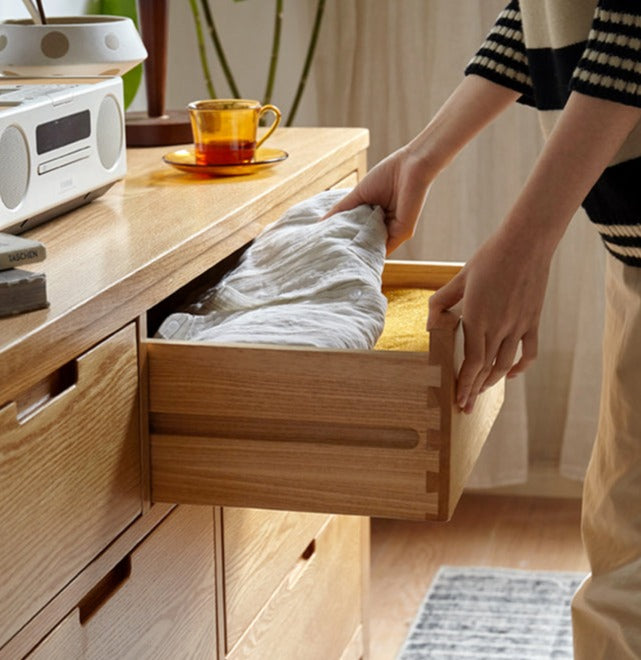 Oak Solid Wood, Solid Rubberwood Seven Drawers Drawer
