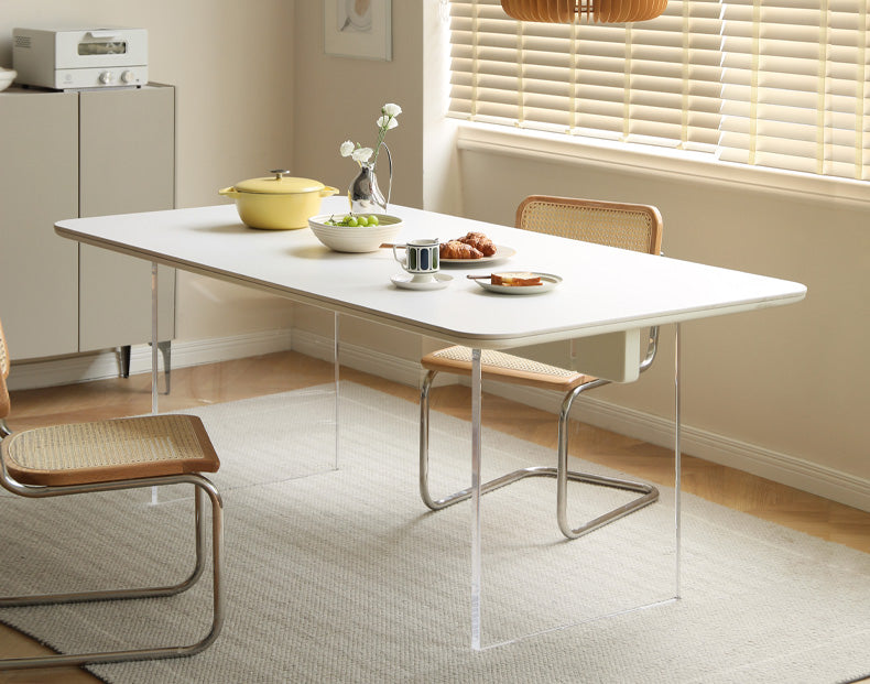 Solid Rubberwood Suspended Dining Table With Slate Top