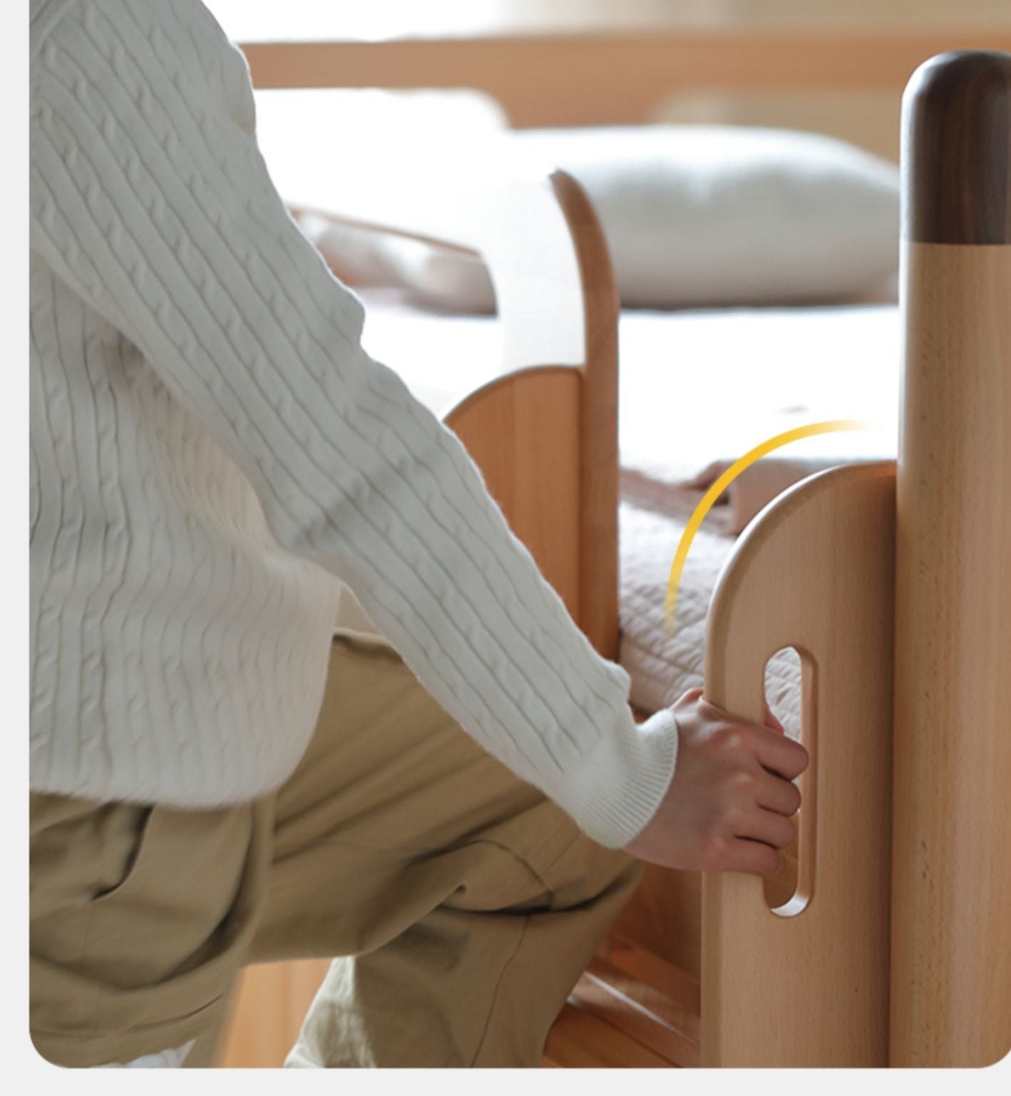 Beech Nordic Children's Solid Wood Loft Bed, Modern Minimalist Multifunctional Combination Bed with Table