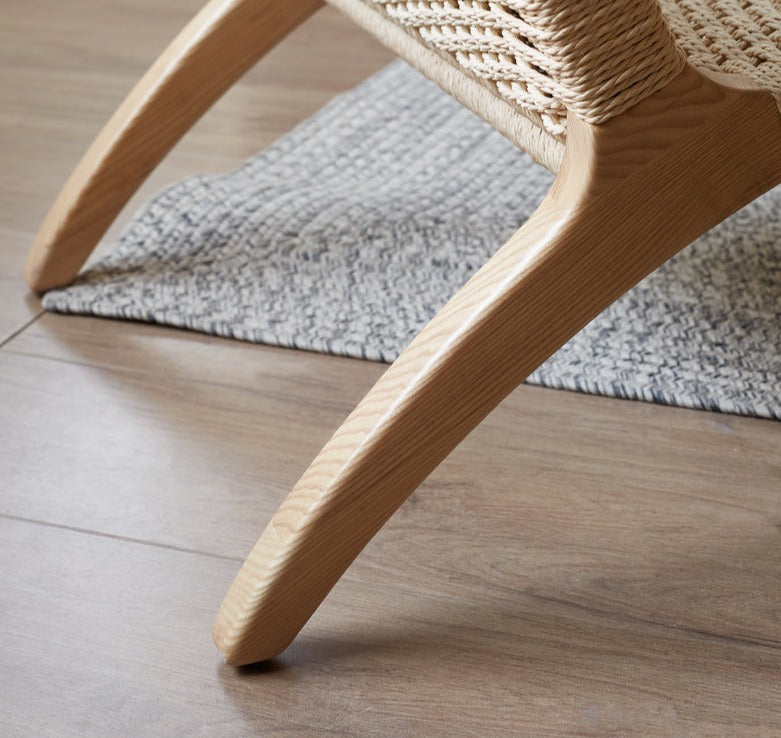 Ash Solid Wood Armchair Rope Weaving )