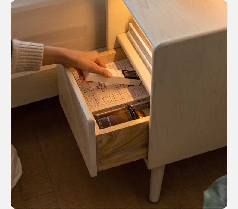 Solid Rubberwood Nightstand.
