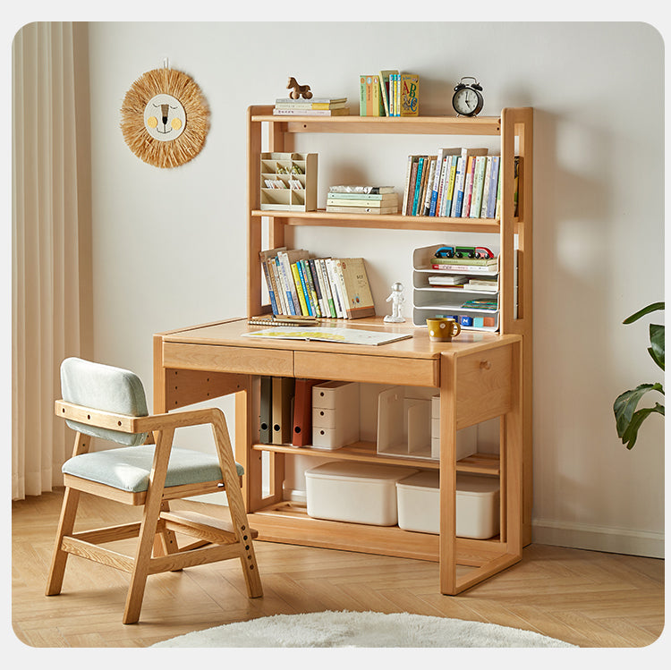 Beech, Oak Solid Wood Floor-To-Ceiling Bookshelf, Toy Storage