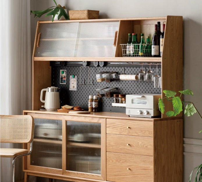 Solid Rubberwood, Oak Solid Wood, Beech Solid Wood Buffet Cabinet, Sideboard