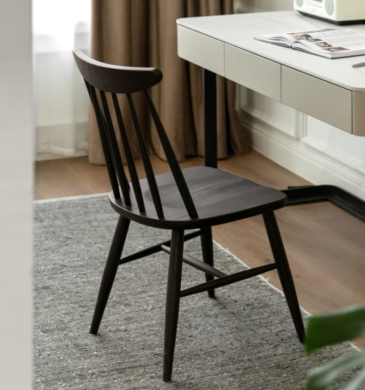4 Pcs Oak Solid Wood Windsor Chair Smoked