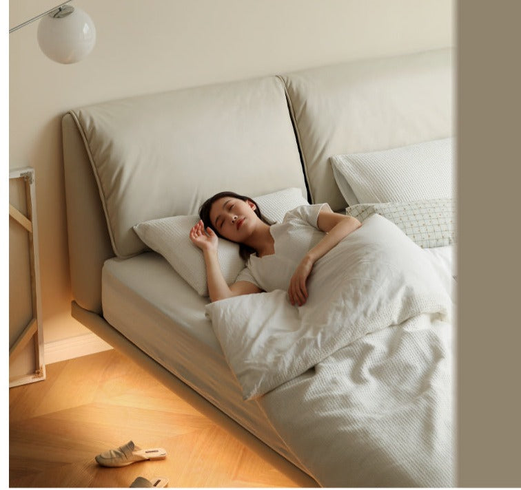 Suspension Technology Fabric Bed,Leather Bed with Light