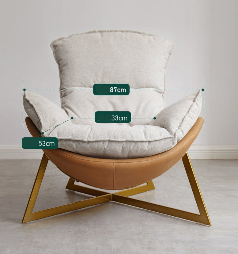 Leather Technology Cloth Lounge Eggshell Armchair