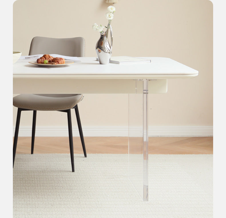 Solid Rubberwood Suspended Dining Table With Slate Top