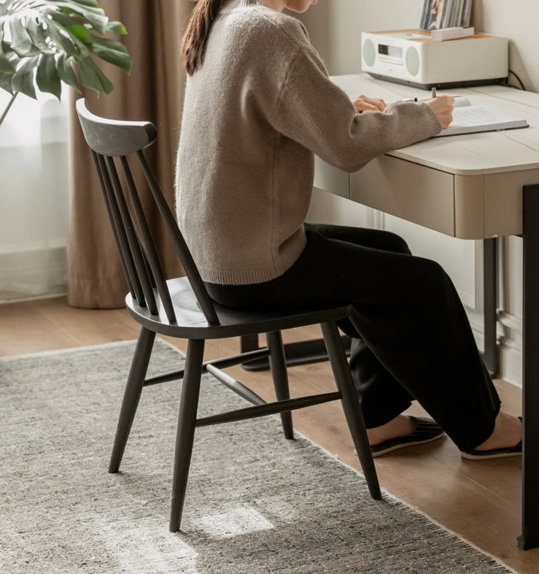 4 Pcs Oak Solid Wood Windsor Smoked Dining Chair